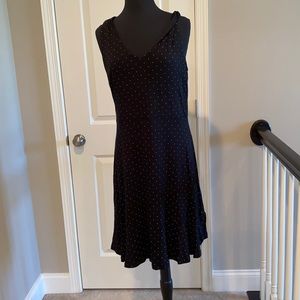 EUC black fit & flare Loft Dress polka dot 12